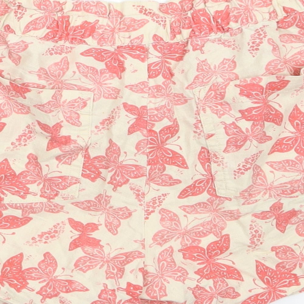 Gap Girls Ivory Geometric Linen Bermuda Shorts Size 10-11 Years  Regular Drawstring - Butterfly Print