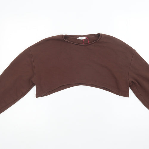 Candy Couture Girls Brown  Cotton Pullover Sweatshirt Size 15 Years   - Cropped