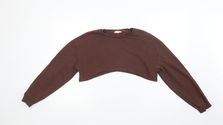 Candy Couture Girls Brown  Cotton Pullover Sweatshirt Size 15 Years   - Cropped