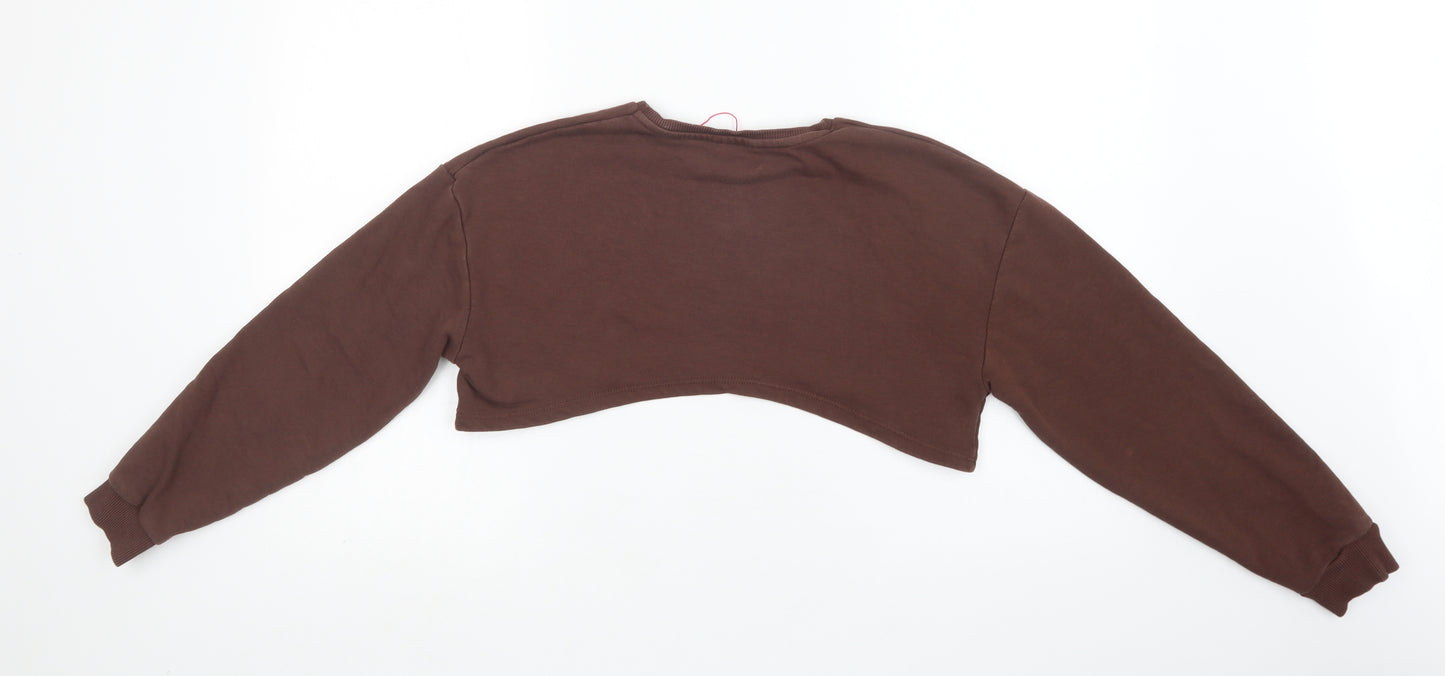 Candy Couture Girls Brown  Cotton Pullover Sweatshirt Size 15 Years   - Cropped