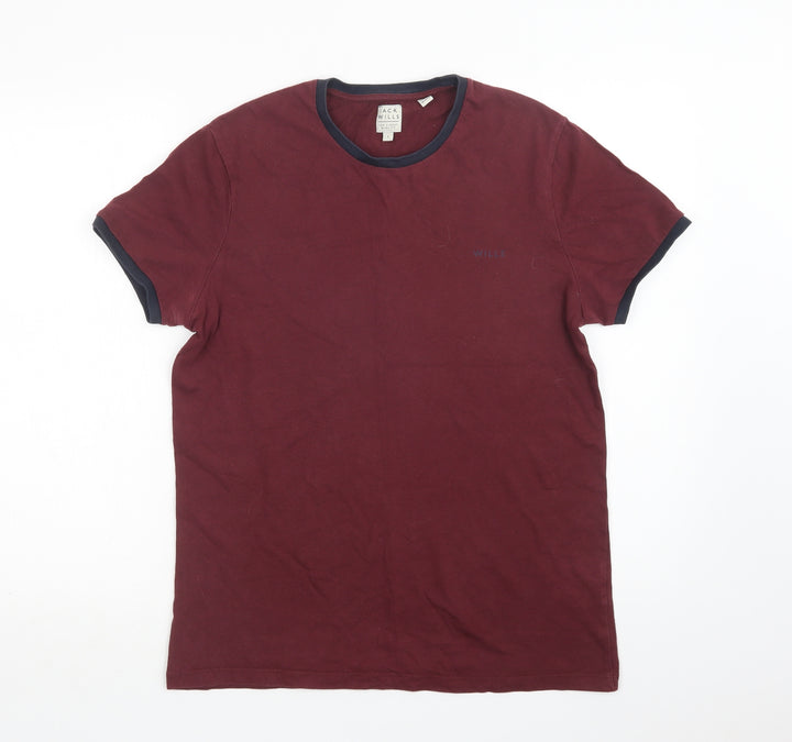 Jack Wills` Mens Purple Cotton T-Shirt Size S Crew Neck
