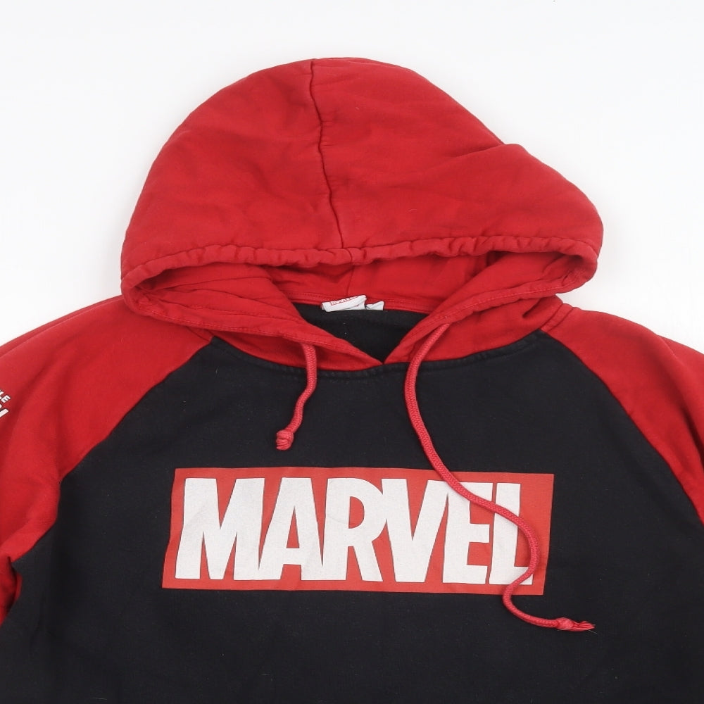 Marvel Womens Black Colourblock Cotton Pullover Hoodie Size XL