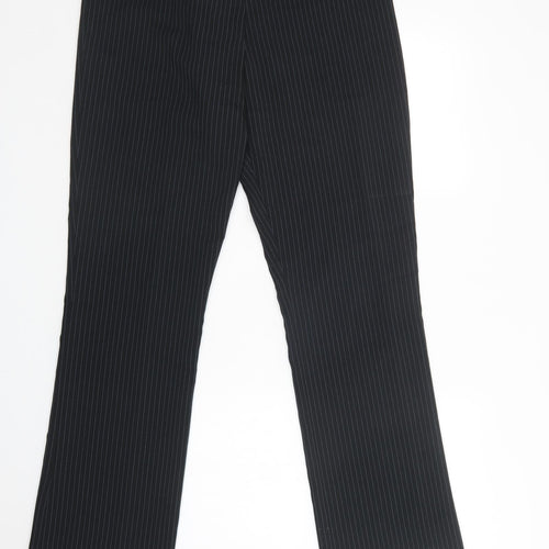 AMARANTO Womens Black Striped Polyester Dress Pants Trousers Size 16 L31 in Regular Button