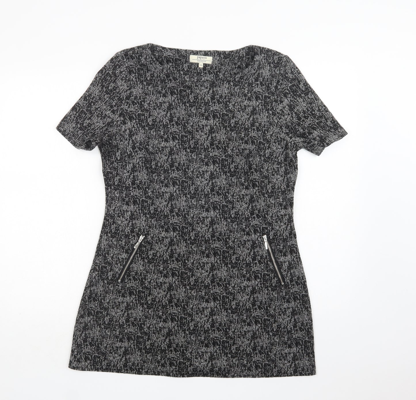 Papaya Womens Grey  Polyacrylate Fibre Mini  Size 12  Round Neck