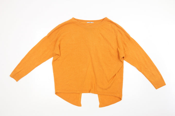 TU Womens Orange Crew Neck Acrylic Pullover Jumper Size 12