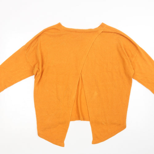 TU Womens Orange Crew Neck  Acrylic Pullover Jumper Size 12