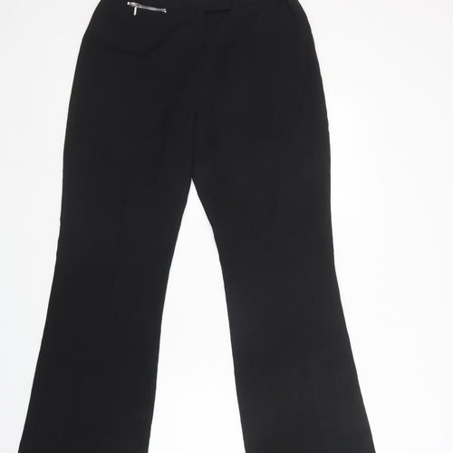 For Women Womens Black  Polyester Dress Pants Trousers Size 12 L31 in Regular Hook & Loop