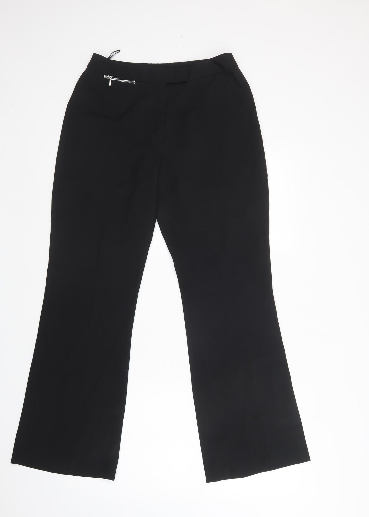 For Women Womens Black  Polyester Dress Pants Trousers Size 12 L31 in Regular Hook & Loop