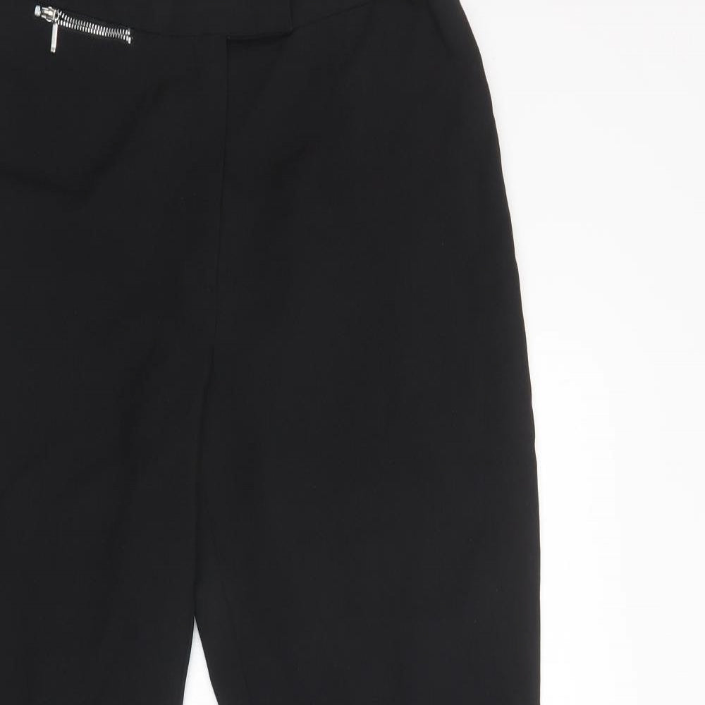 For Women Womens Black  Polyester Dress Pants Trousers Size 12 L31 in Regular Hook & Loop