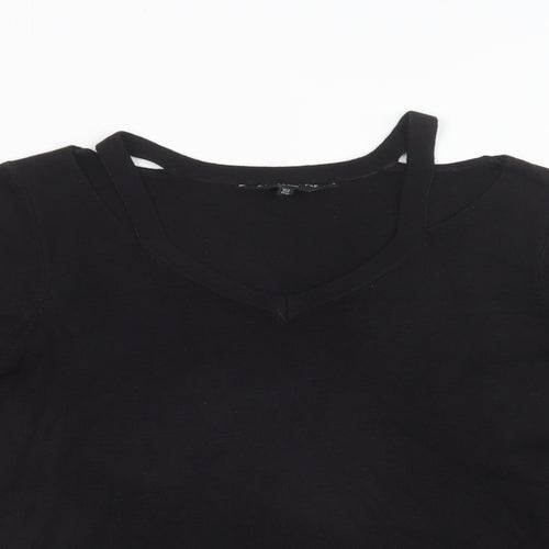 F&F Womens Black V-Neck  Acrylic Pullover Jumper Size 12