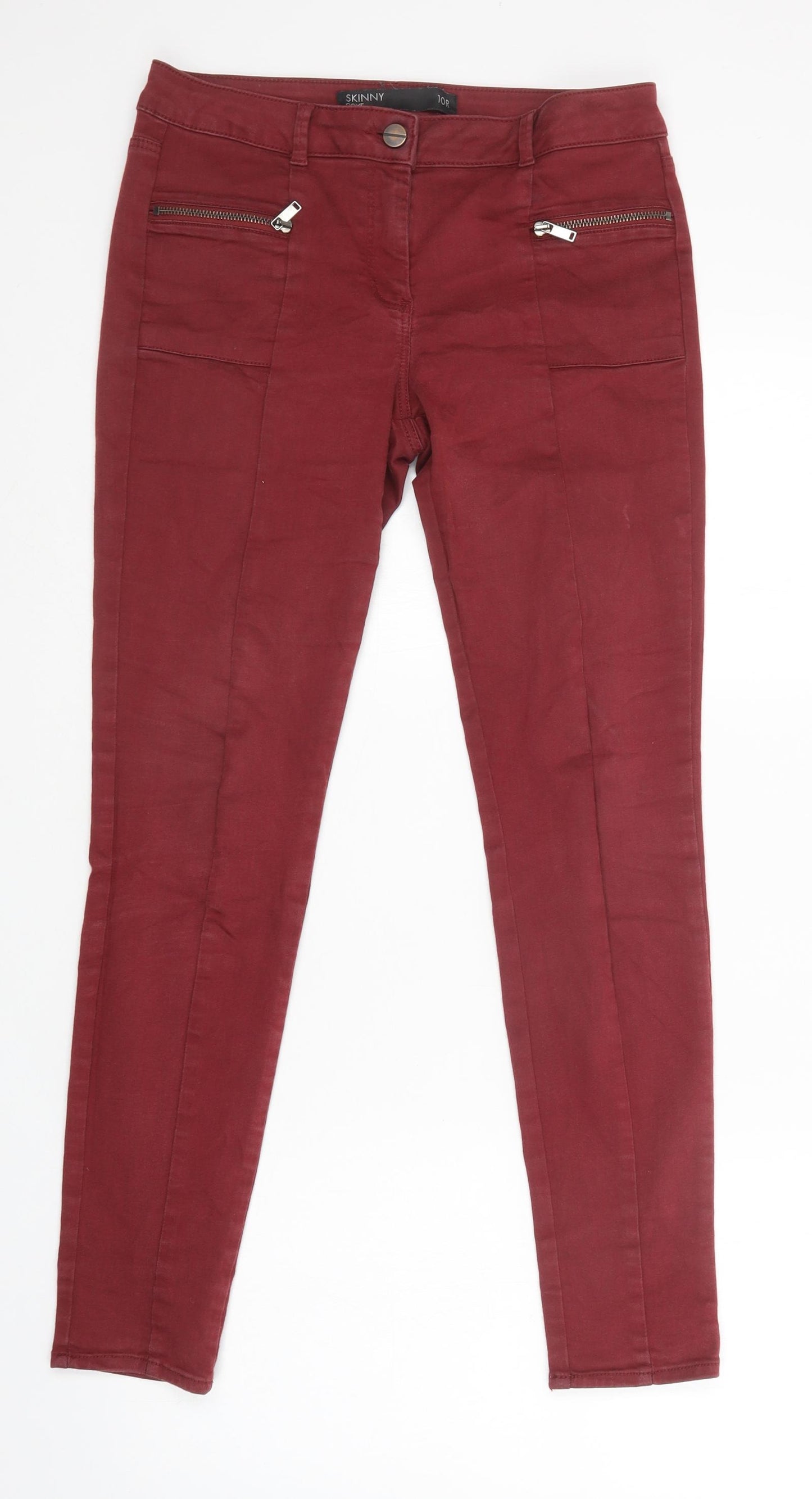 NEXT Womens Red  Cotton Skinny Jeans Size 10 L29 in Regular Button