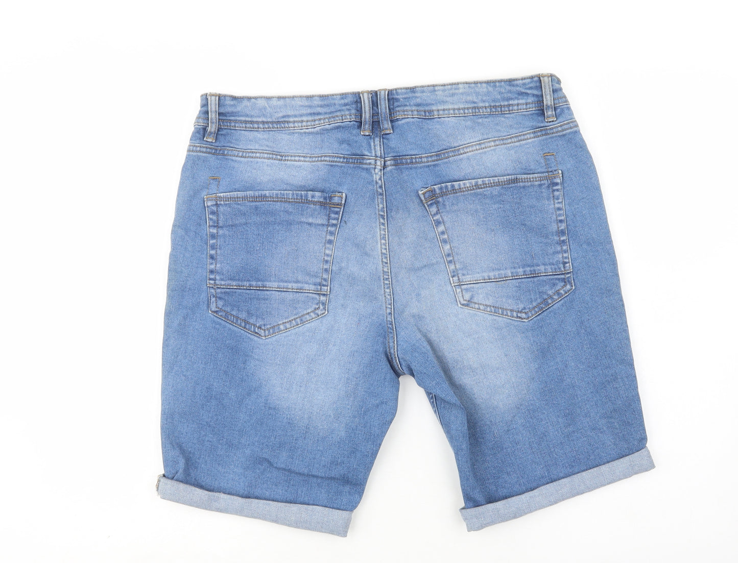 Peacocks Mens Blue  Cotton Chino Shorts Size 36 L10 in Regular Button