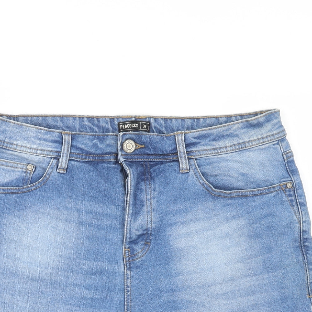 Peacocks Mens Blue  Cotton Chino Shorts Size 36 L10 in Regular Button