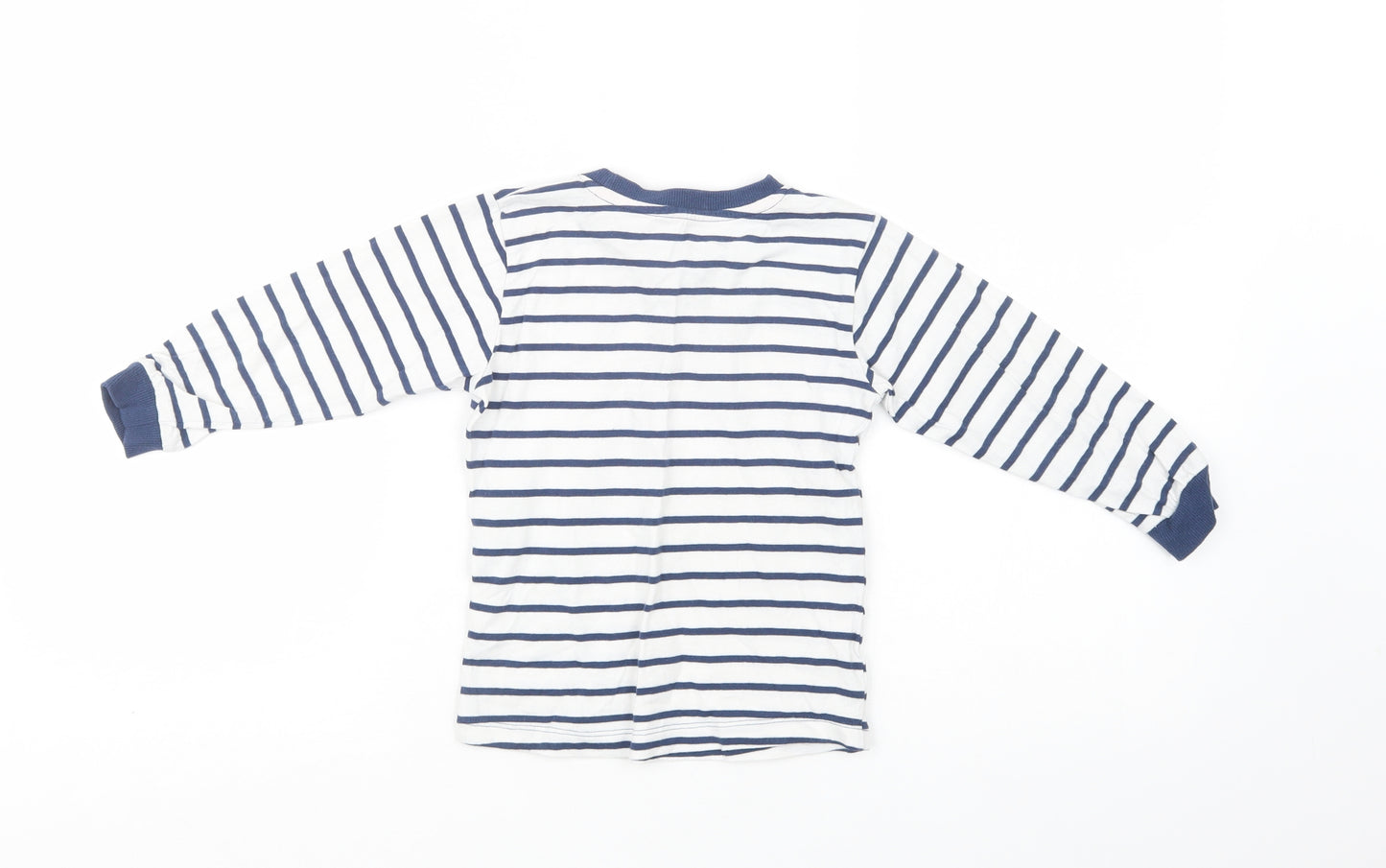 Matalan Boys White Striped Cotton Basic T-Shirt Size 4-5 Years Crew Neck