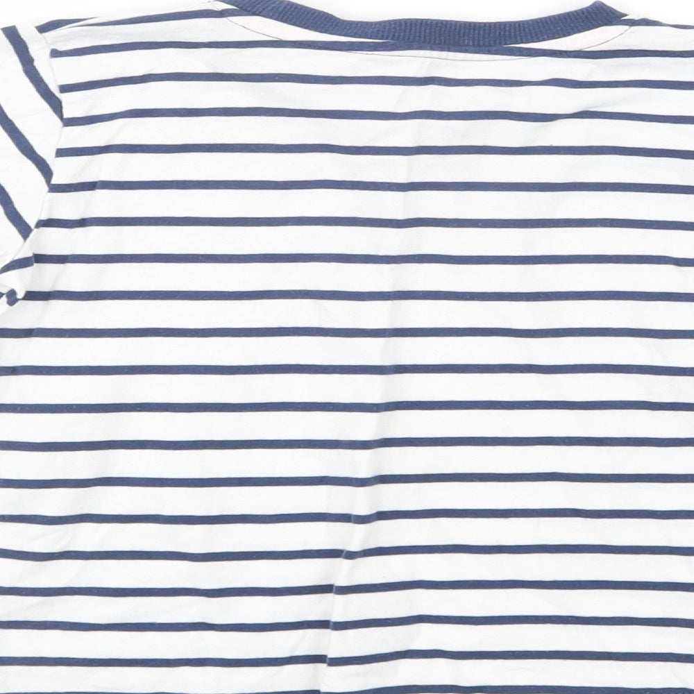 Matalan Boys White Striped Cotton Basic T-Shirt Size 4-5 Years Crew Neck