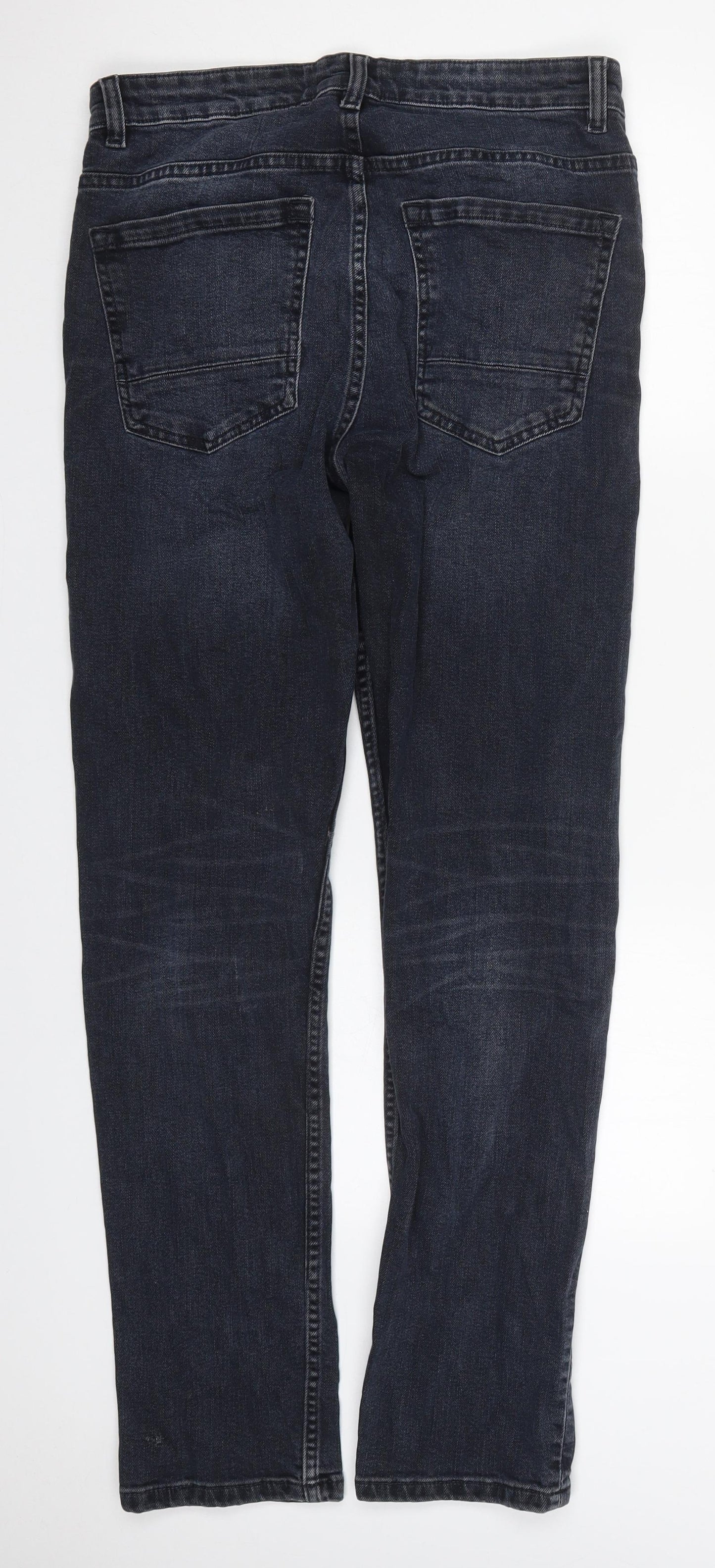 Burton Mens Grey  Cotton Straight Jeans Size 30 L30 in Regular Button