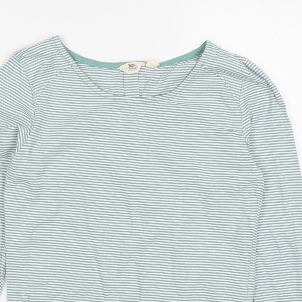 Trespass Womens Green Striped Cotton Basic T-Shirt Size 14 Round Neck