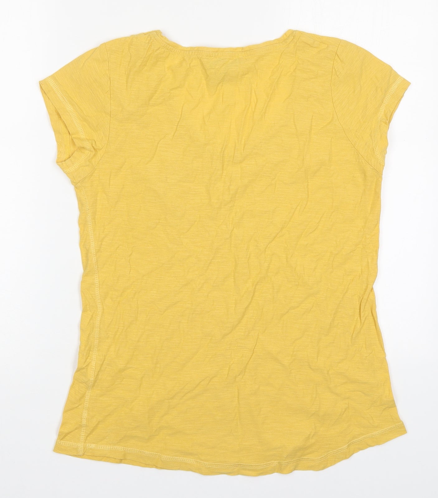 Atmosphere Womens Yellow  Cotton Basic T-Shirt Size 8 Round Neck