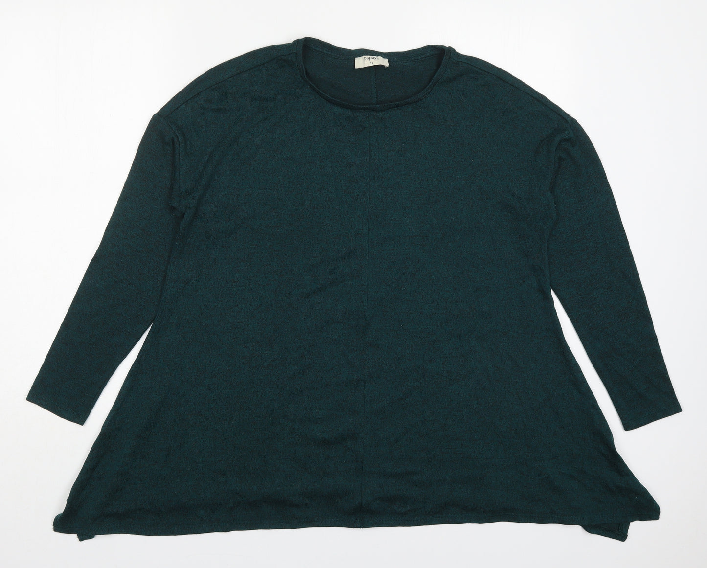Papaya Womens Green  Viscose Basic T-Shirt Size 12 Round Neck