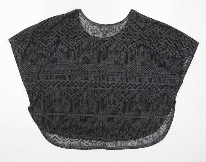 Apricot Womens Grey Geometric Polyester Basic T-Shirt Size 12 Round Neck