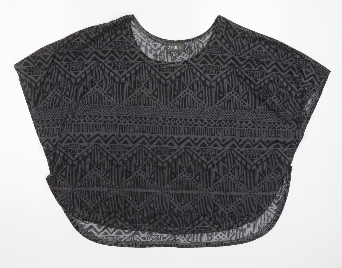 Apricot Womens Grey Geometric Polyester Basic T-Shirt Size 12 Round Neck