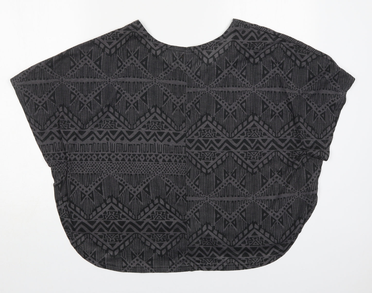 Apricot Womens Grey Geometric Polyester Basic T-Shirt Size 12 Round Neck