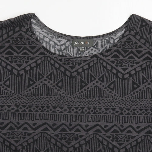Apricot Womens Grey Geometric Polyester Basic T-Shirt Size 12 Round Neck
