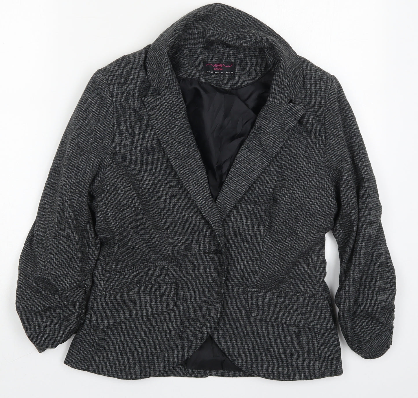 New Look Womens Grey Houndstooth Polyester Jacket Suit Jacket Size 14