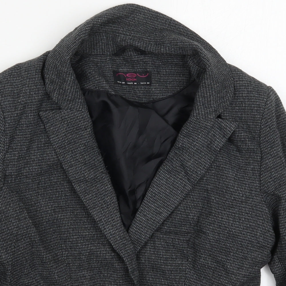 New Look Womens Grey Houndstooth Polyester Jacket Suit Jacket Size 14