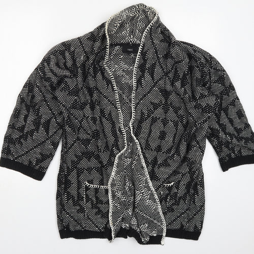 NEXT Womens Black V-Neck Geometric Cotton Cardigan Jumper Size M