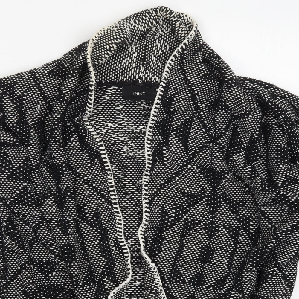 NEXT Womens Black V-Neck Geometric Cotton Cardigan Jumper Size M