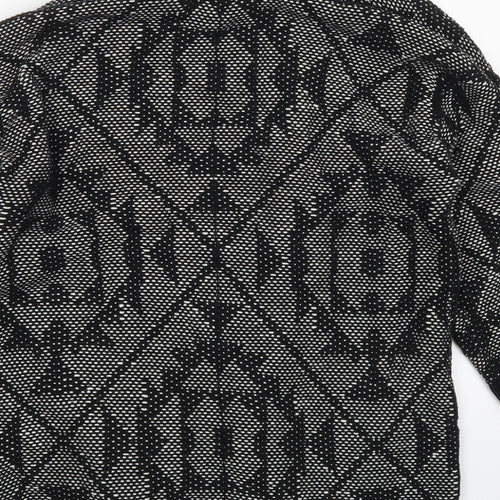 NEXT Womens Black V-Neck Geometric Cotton Cardigan Jumper Size M
