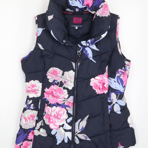 Joules Womens Multicoloured Floral  Gilet Coat Size 14  Zip