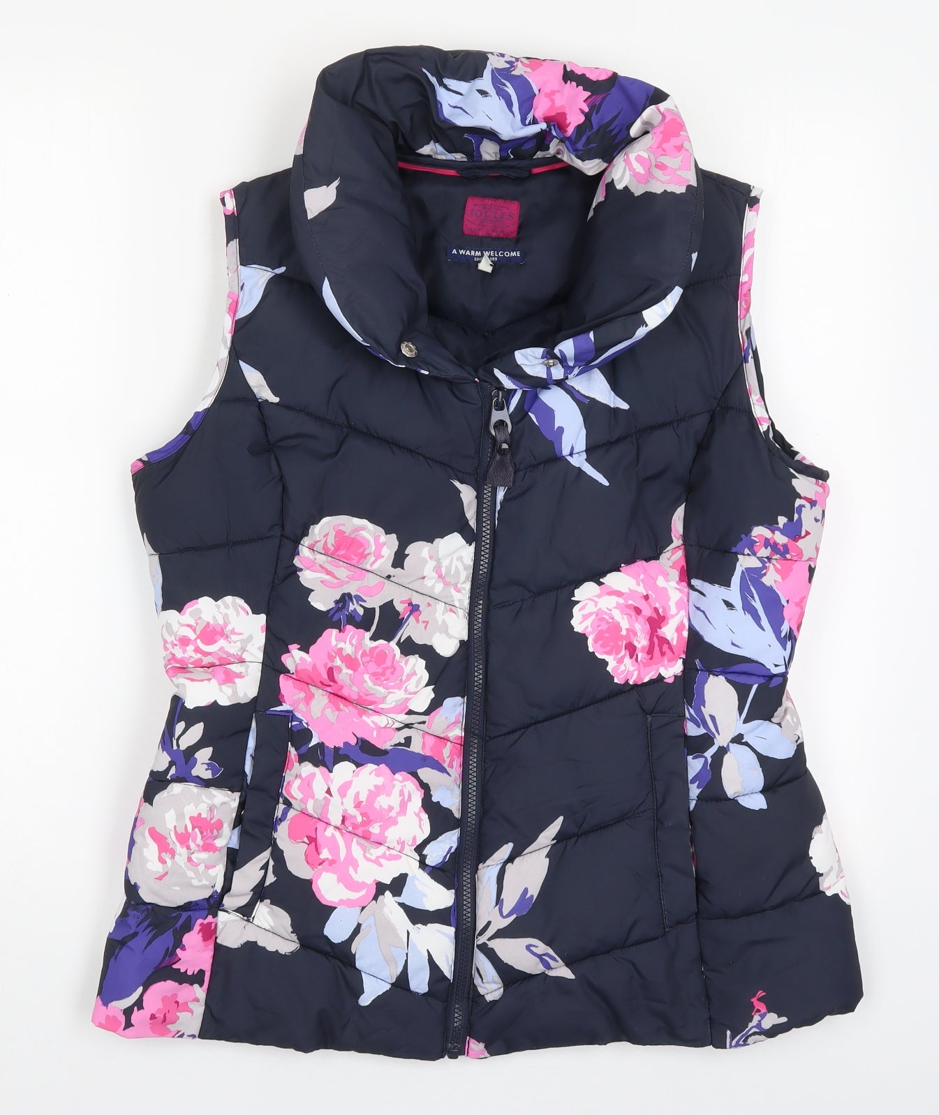 Joules Womens Multicoloured Floral  Gilet Coat Size 14  Zip
