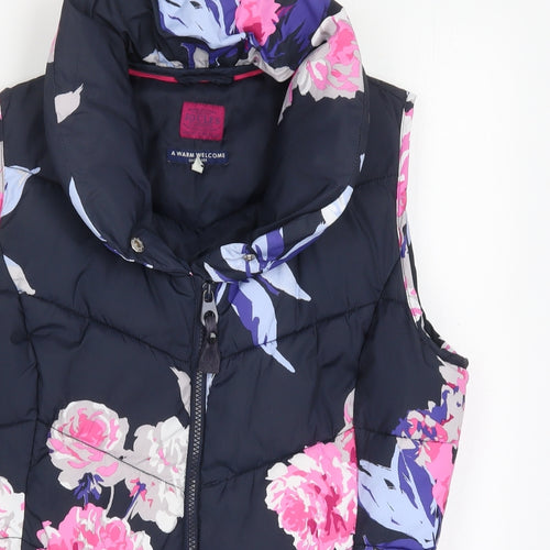 Joules Womens Multicoloured Floral  Gilet Coat Size 14  Zip