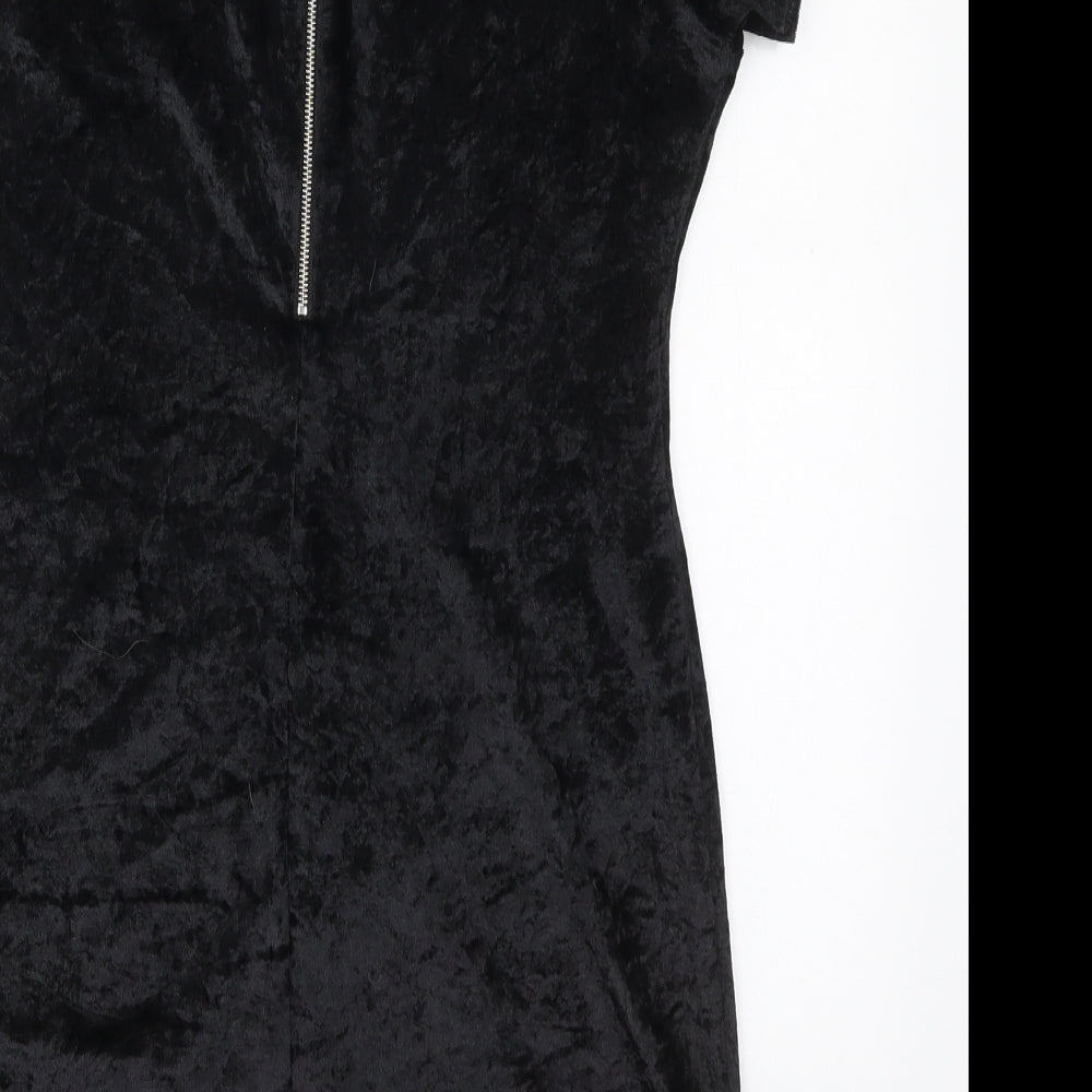 AX Paris Womens Black  Polyester Mini  Size 12  Round Neck Zip
