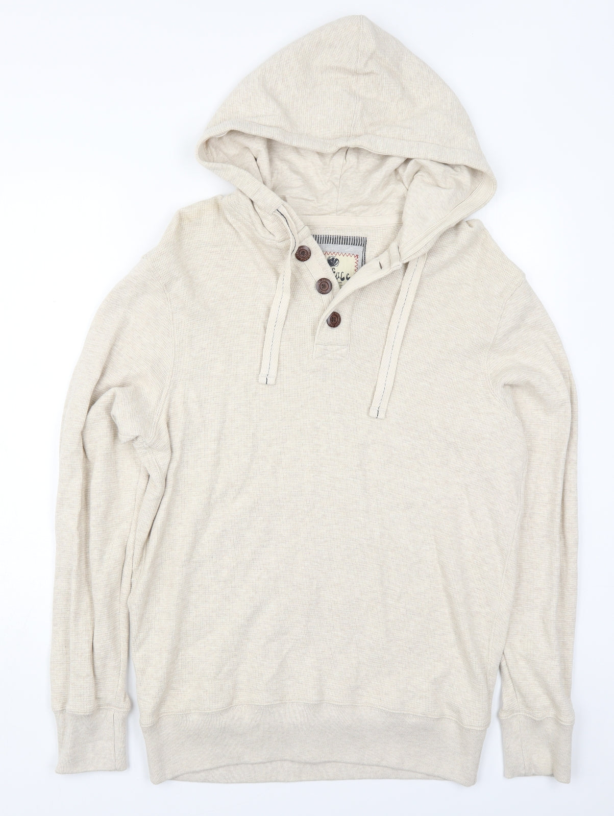 Fat Face Mens Beige  Cotton Pullover Hoodie Size L
