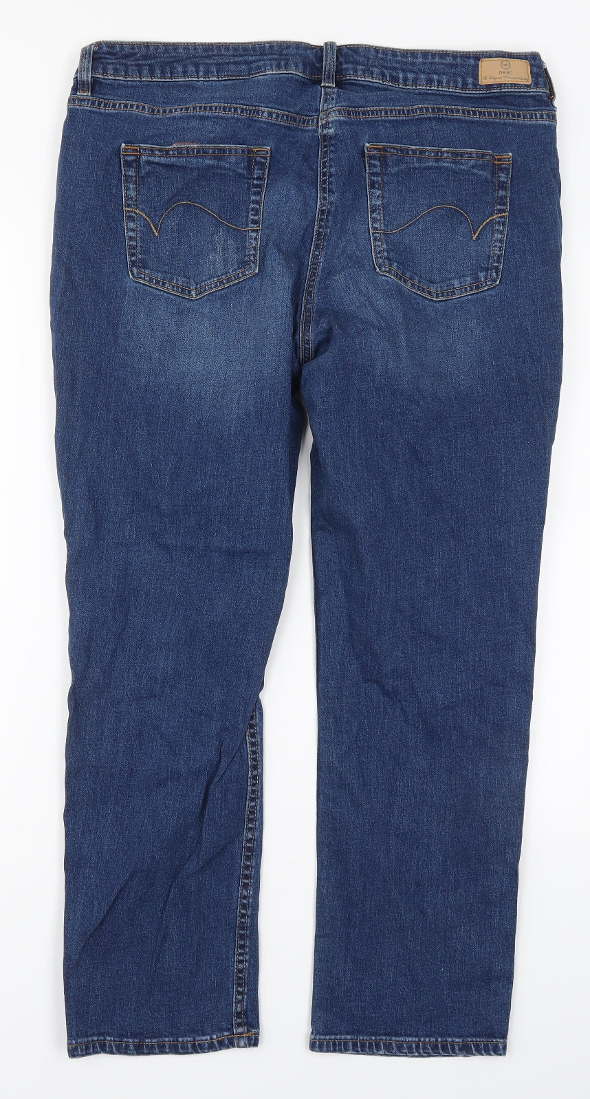 NEXT Womens Blue  Cotton Straight Jeans Size 16 L27 in Regular Button