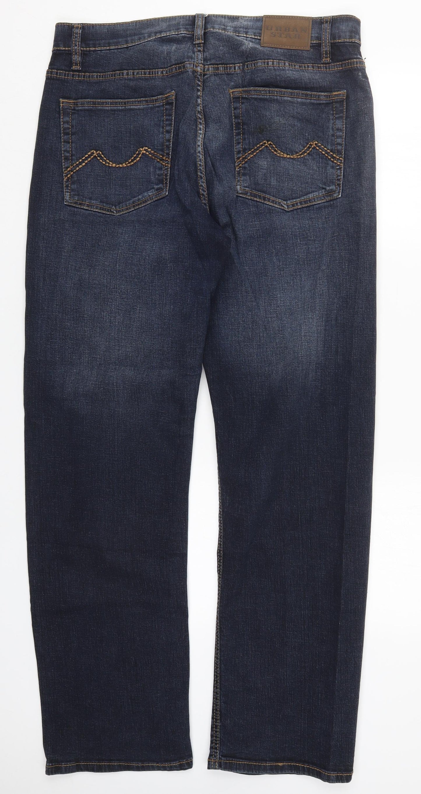 Urban Star Mens Blue  Cotton Straight Jeans Size 36 L32 in Regular Button