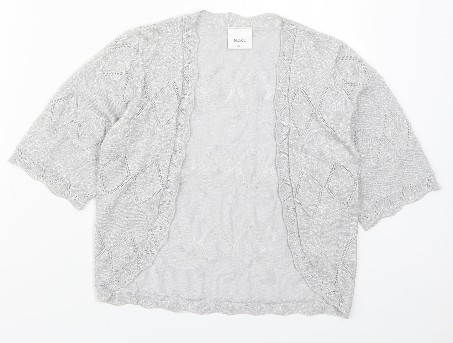 NEXT Womens Silver V-Neck  Viscose Cardigan Jumper Size 8