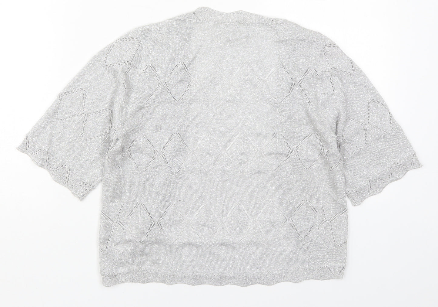 NEXT Womens Silver V-Neck  Viscose Cardigan Jumper Size 8