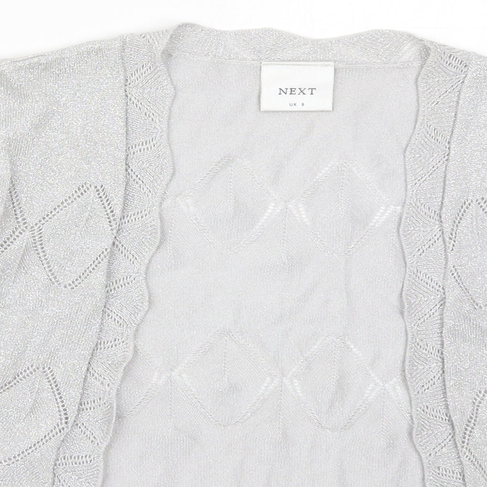 NEXT Womens Silver V-Neck  Viscose Cardigan Jumper Size 8