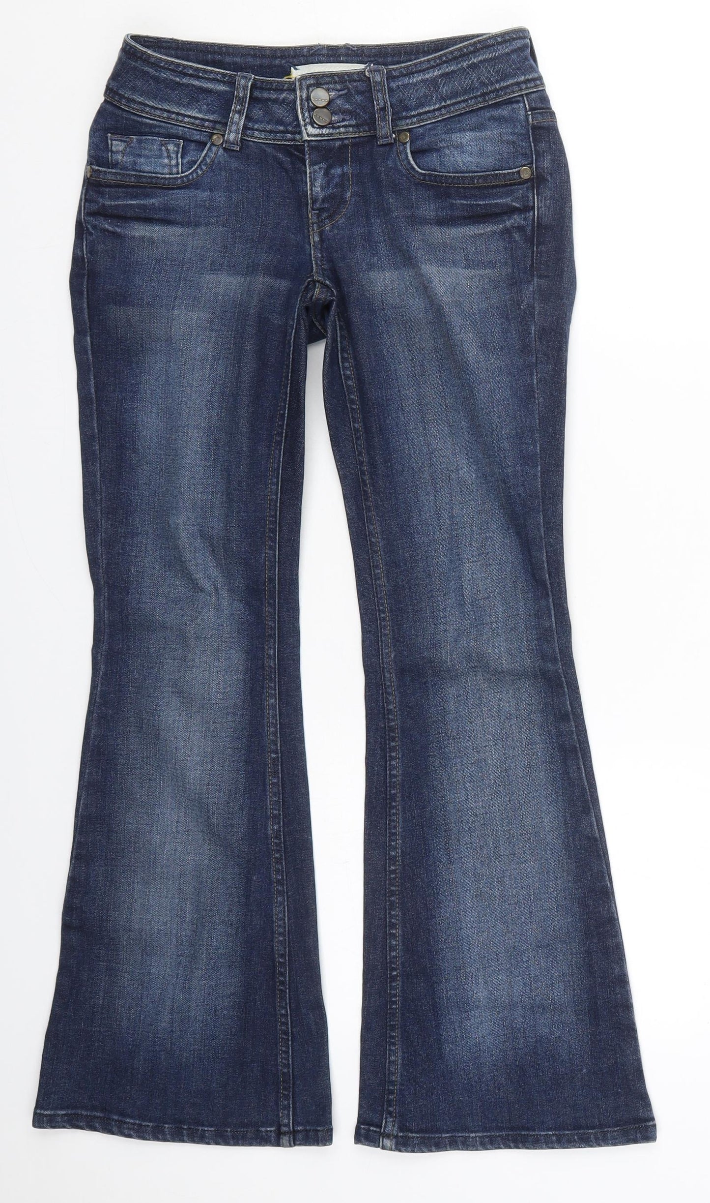 Topshop Womens Blue  Cotton Bootcut Jeans Size 24 in L29 in Regular Button