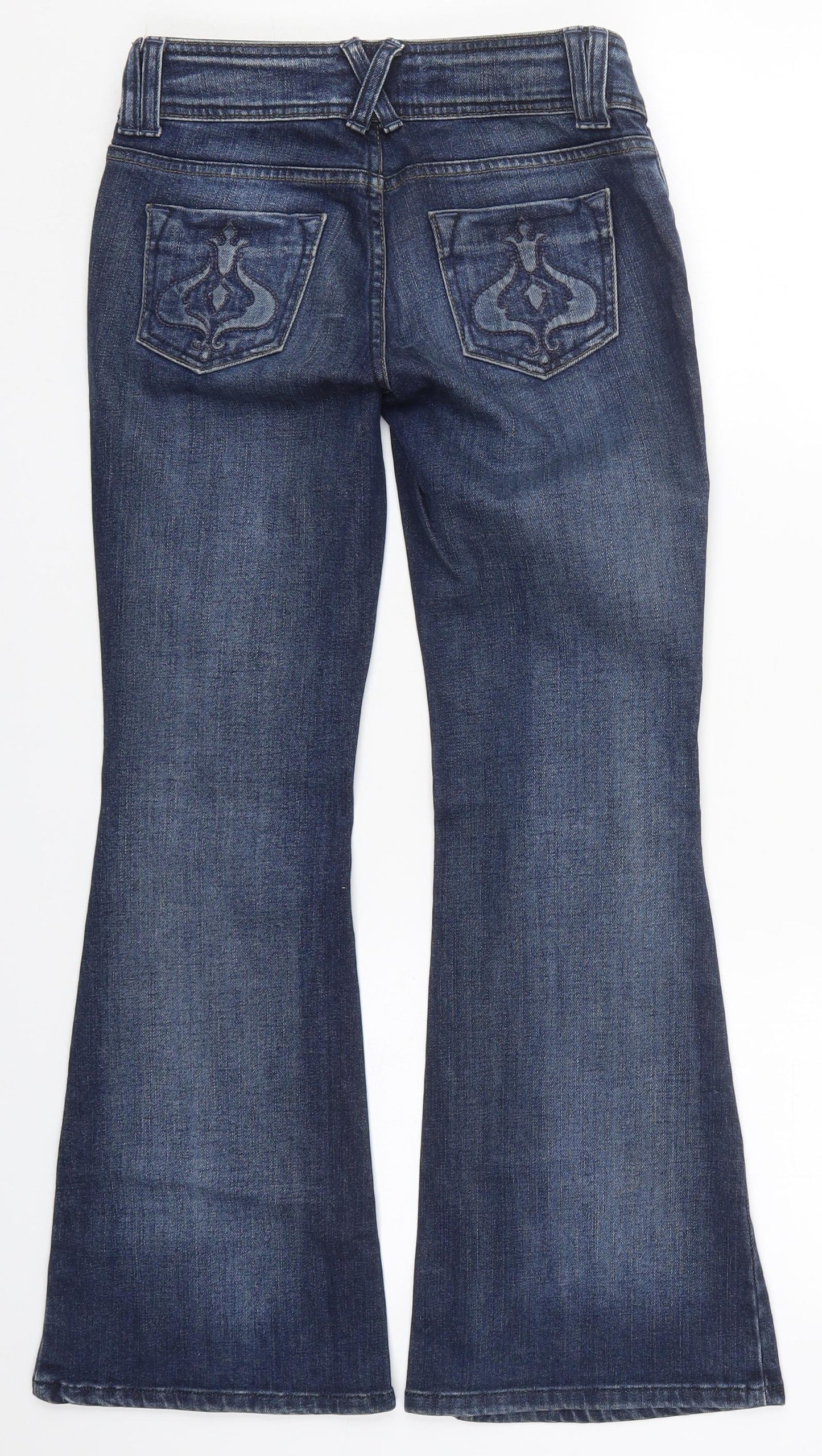 Topshop Womens Blue  Cotton Bootcut Jeans Size 24 in L29 in Regular Button