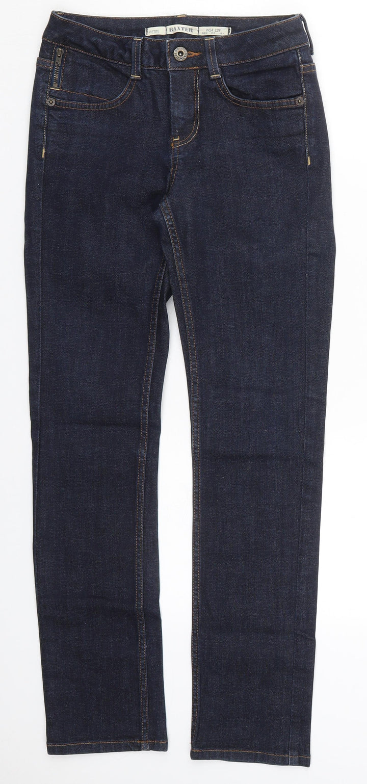 Topshop Womens Blue Cotton Skinny Jeans Size 24 in L29 in Regular Button