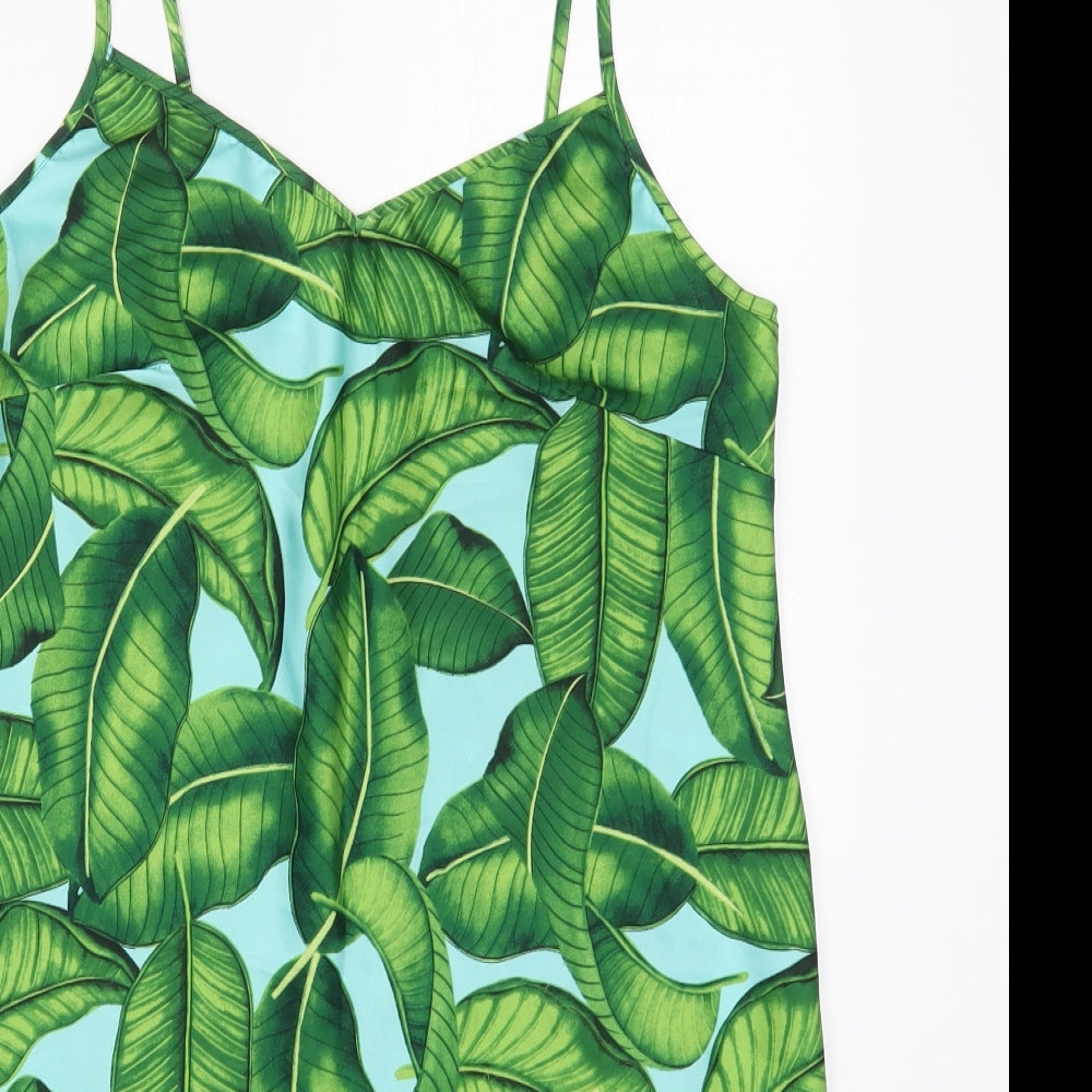 Matalan Womens Green Floral Polyester Top Dress Size 12   - Leaf Prints