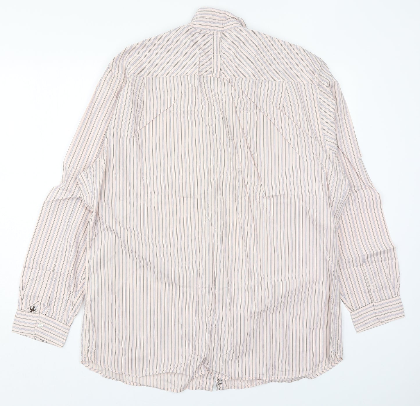 John Rocha Mens Pink Striped Cotton  Button-Up Size XL Collared Buckle