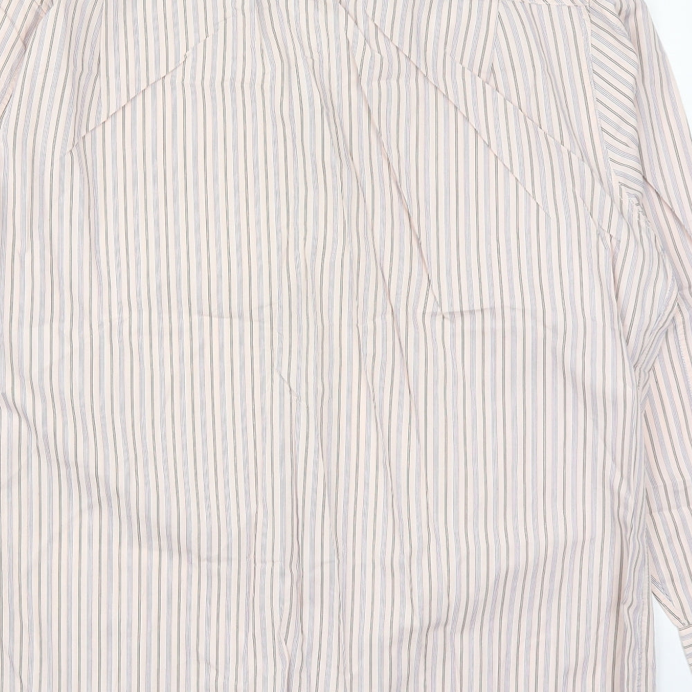 John Rocha Mens Pink Striped Cotton  Button-Up Size XL Collared Buckle