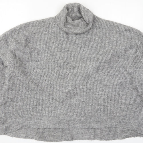 H&M Womens Grey Roll Neck  Acrylic Pullover Jumper Size L