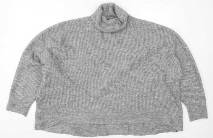 H&M Womens Grey Roll Neck Acrylic Pullover Jumper Size L